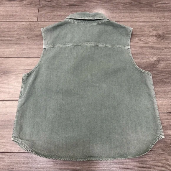 NWOT AGOLDE hadley sleeveless denim shirt green SZ L - Picture 9 of 9